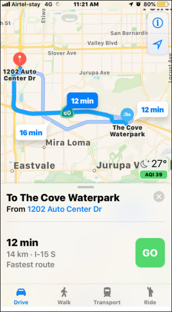 See The Driving Directions in Apple Maps