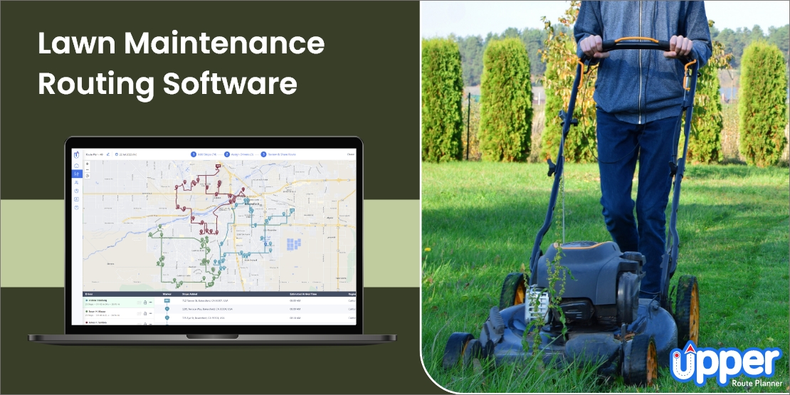Lawn maintenance routing software