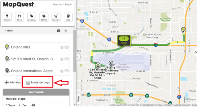 Changing Route Options