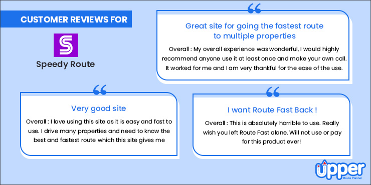 Customer reviews for speedy route