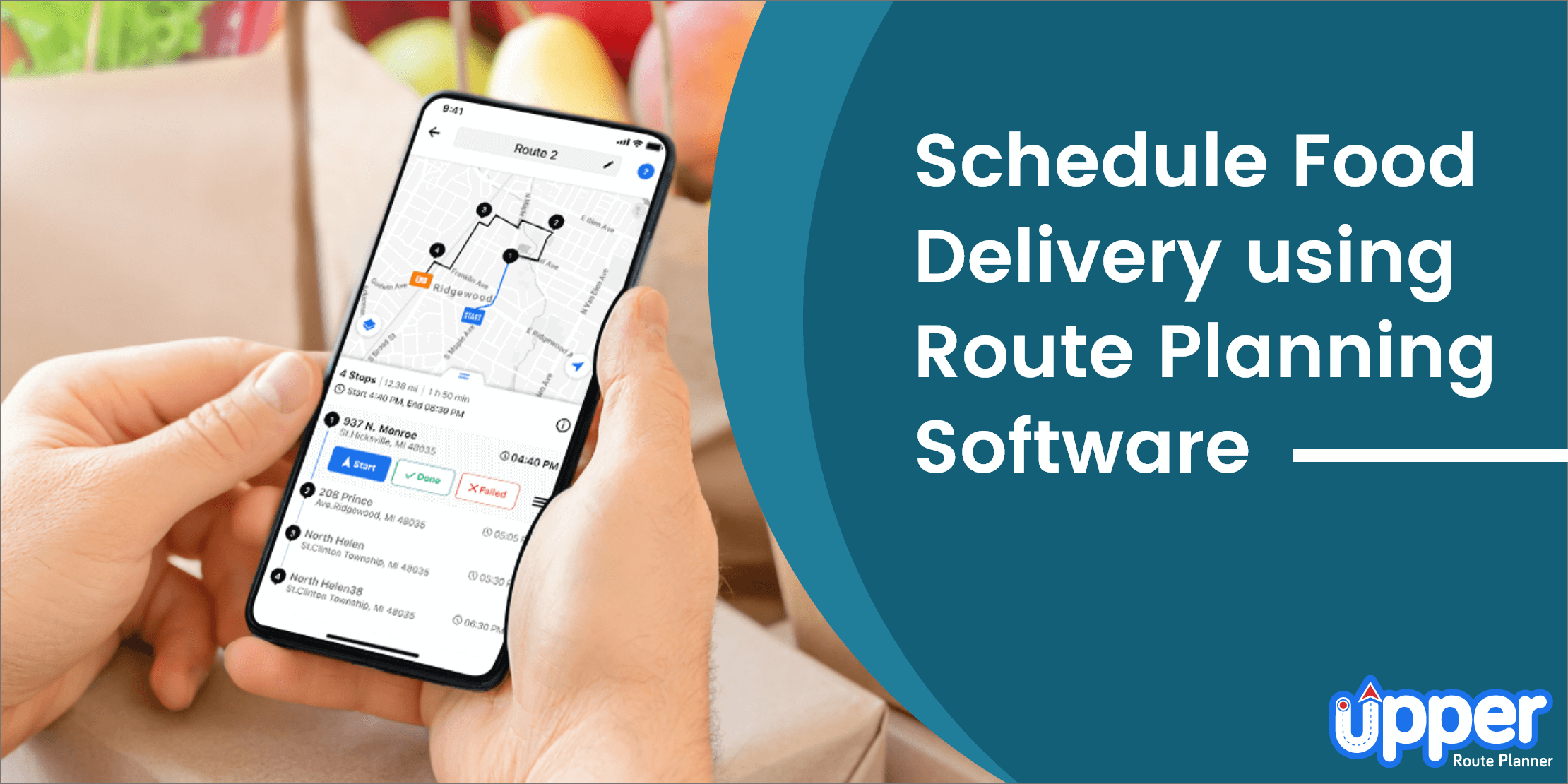 Schedule food delivery using route planner