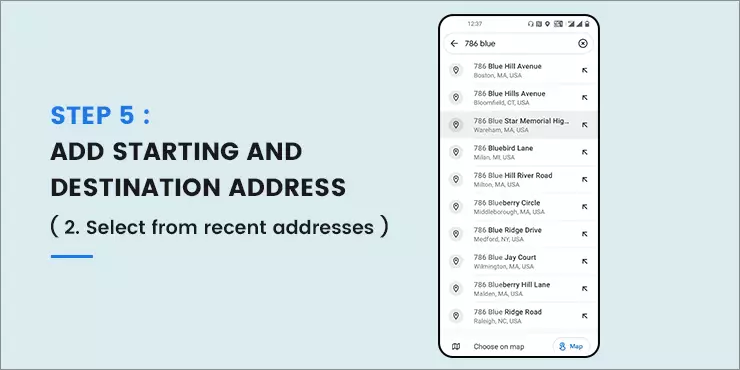 Select from recent addresses