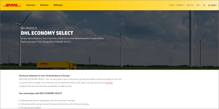 DHL Economy Select for economy shipping