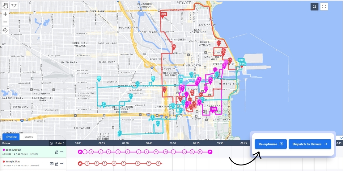 Optimize and assign routes to your technicians