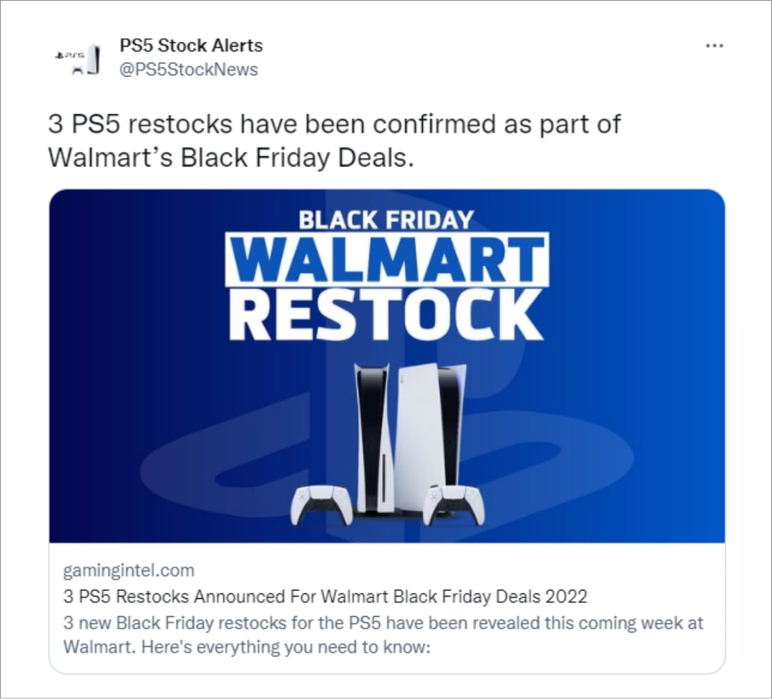 PS5 stock alerts tweet