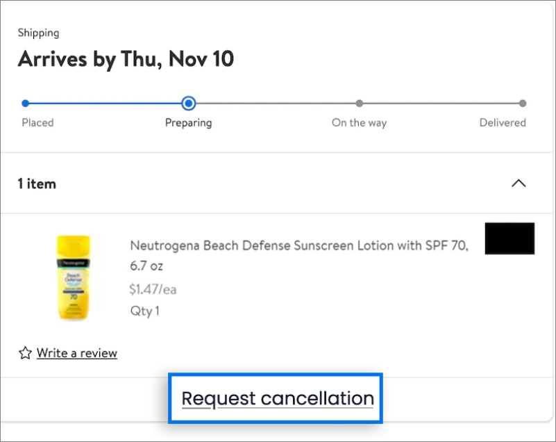 Walmart order cancellation