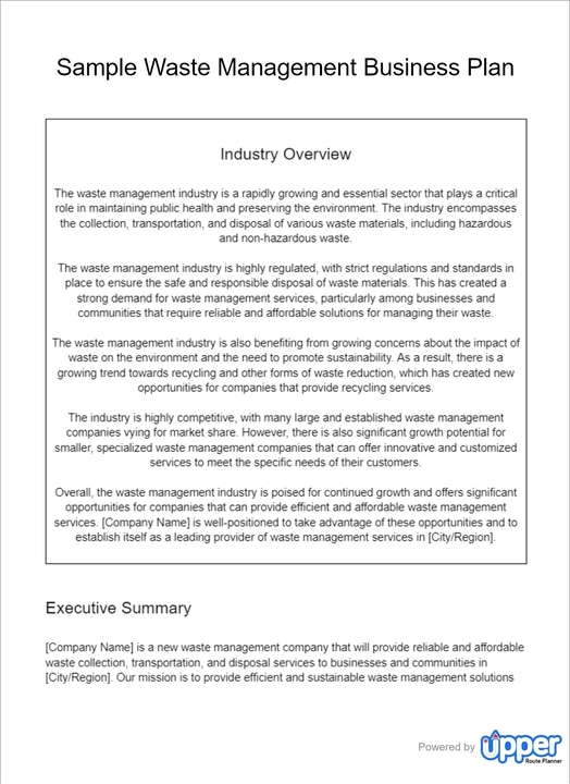 Waste Management Business Plan How to Develop it [Free Templates]