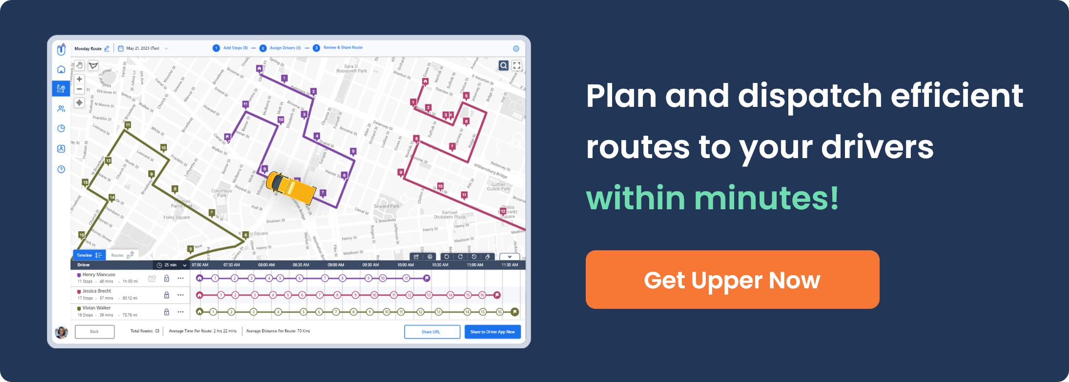Plan dispatch routes to drivers