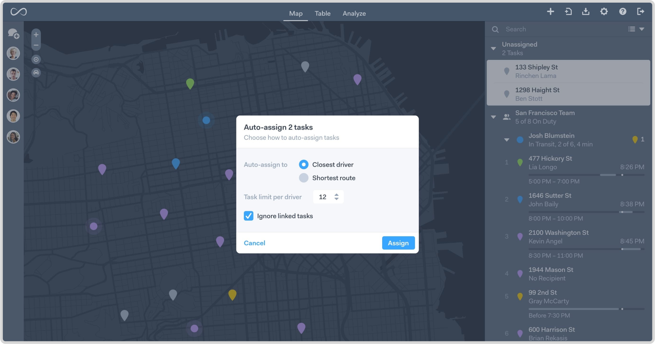 Auto assign route