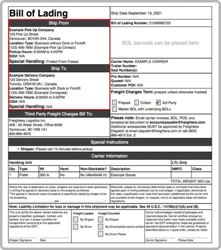 Bill of lading