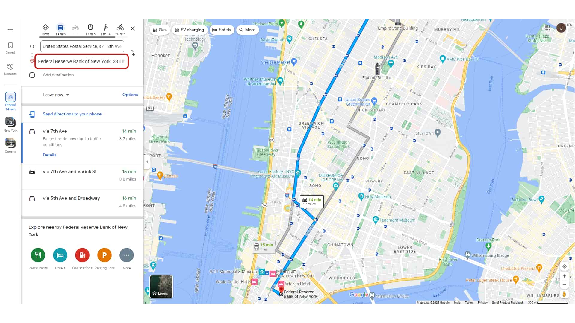 Add first destination in google maps