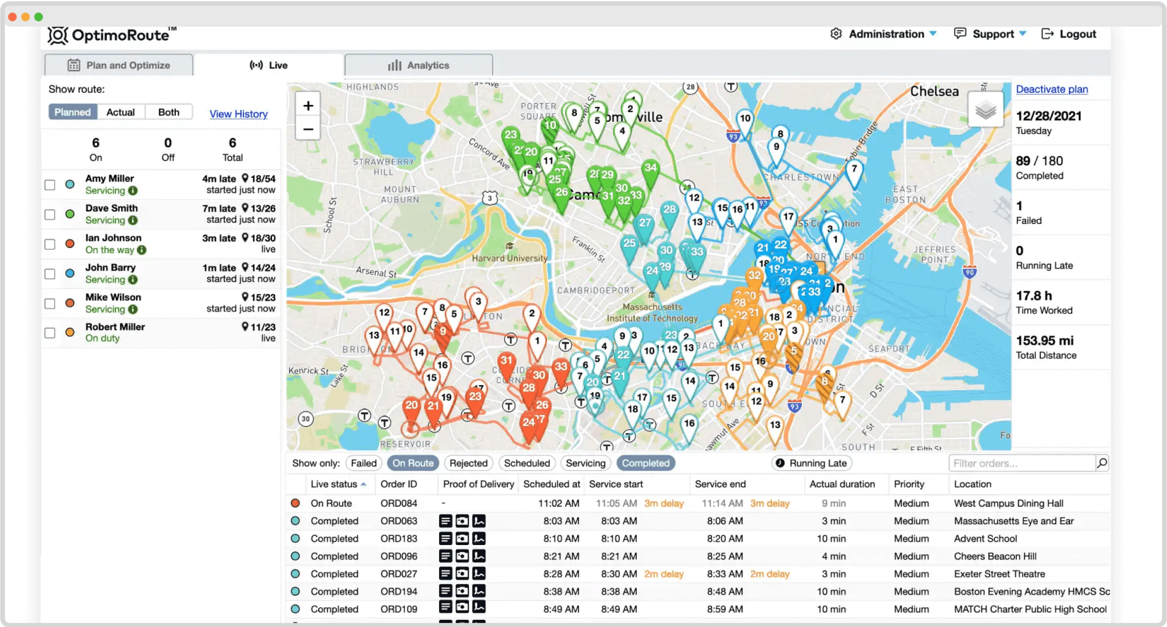 Live driver tracking