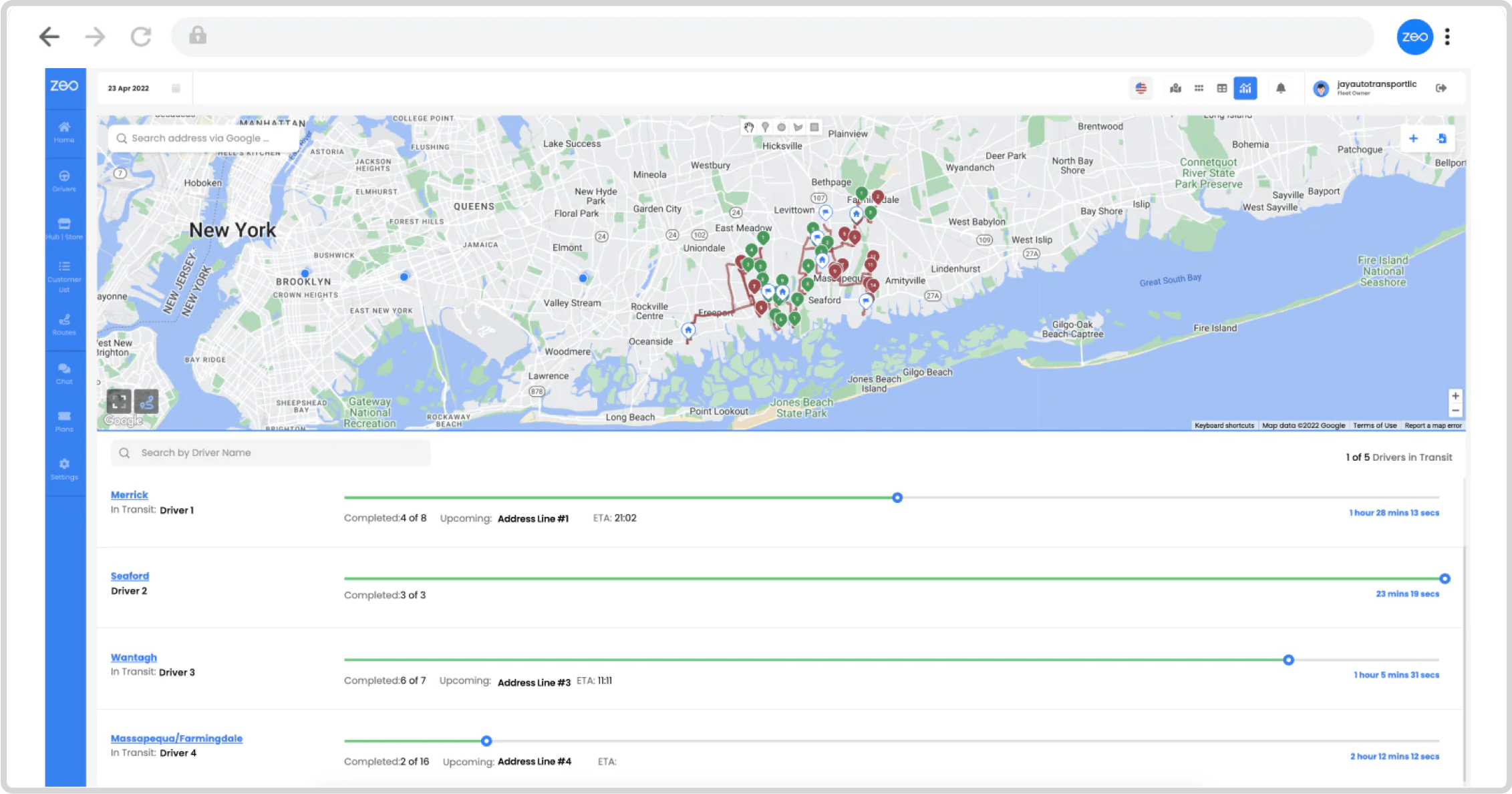 Track multiple routes