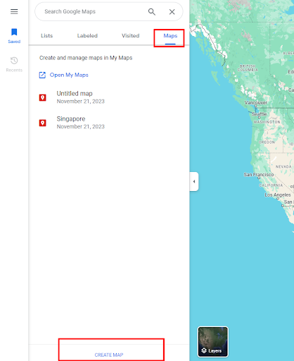 Create map in Google Maps