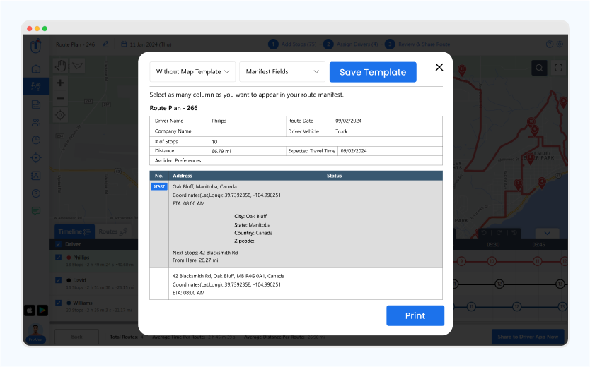 Route Manifest Management