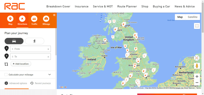 RAC route planner - free routing app