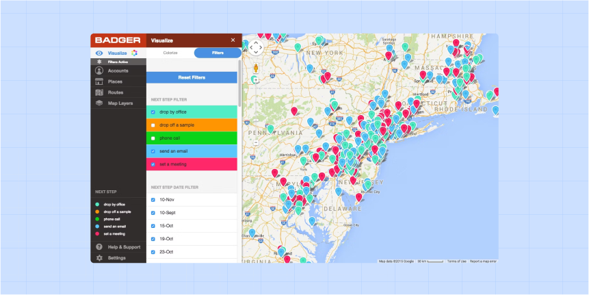 Badger Maps: Suitable for sales businesses seeking standard route planning capabilities