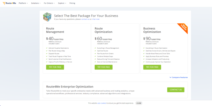 Route4me pricing plans