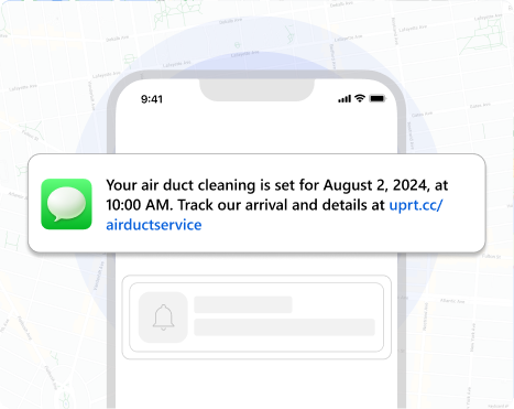 Air duct cleaning customer notification