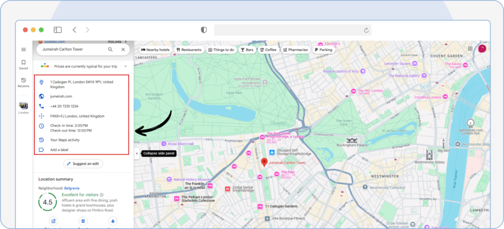 Step 3: Go through the address and other details after your pin is accurately set in the marked location.