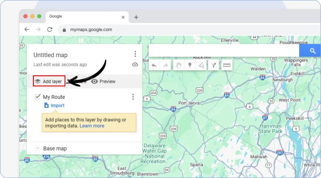 Upon opening the Maps, you will see a small side panel on the left, which will have a “Layer” option.