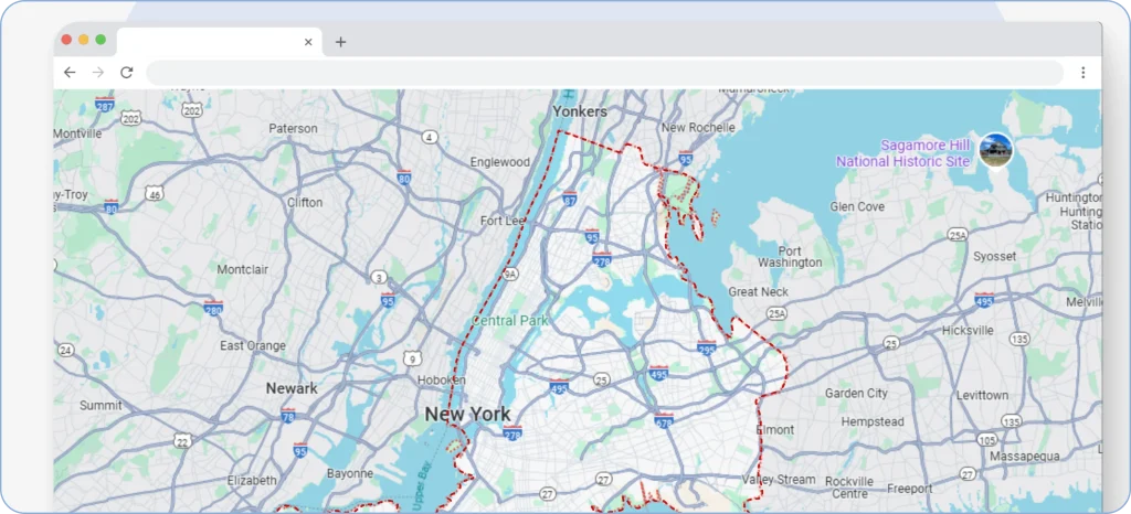 Once you discover the desired location, you will see a red pin on it. 