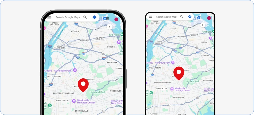 Once you discover the location you want to draw a radius around, zoom in on it and hold until a red pin pops up.