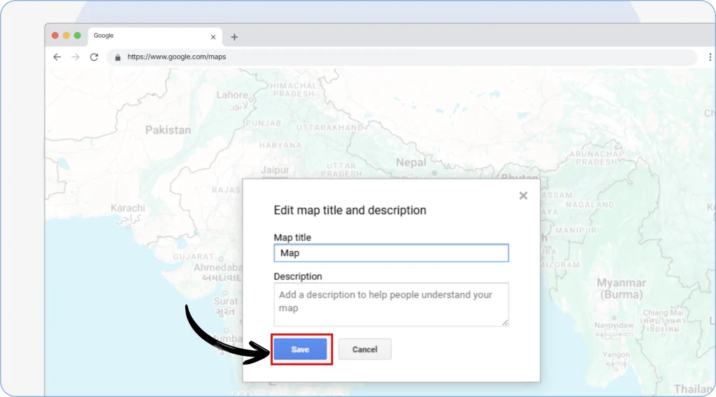 3. Once done, you will be redirected to a new window, which will have an “Untitled Map.” 