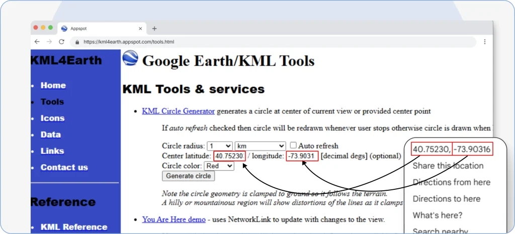 Now, input coordinates we saved earlier.