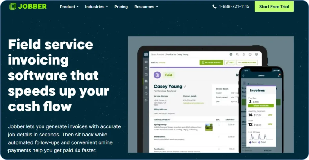 Screenshot of Jobber’s software used by snow removal teams to manage jobs and clients.