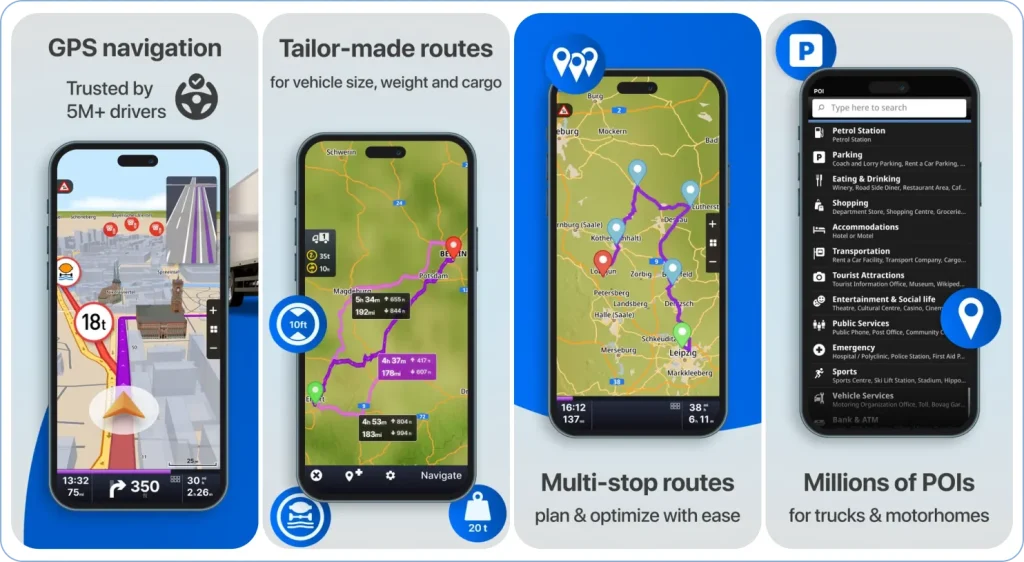 Truck route planner using Sygic professional navigation features