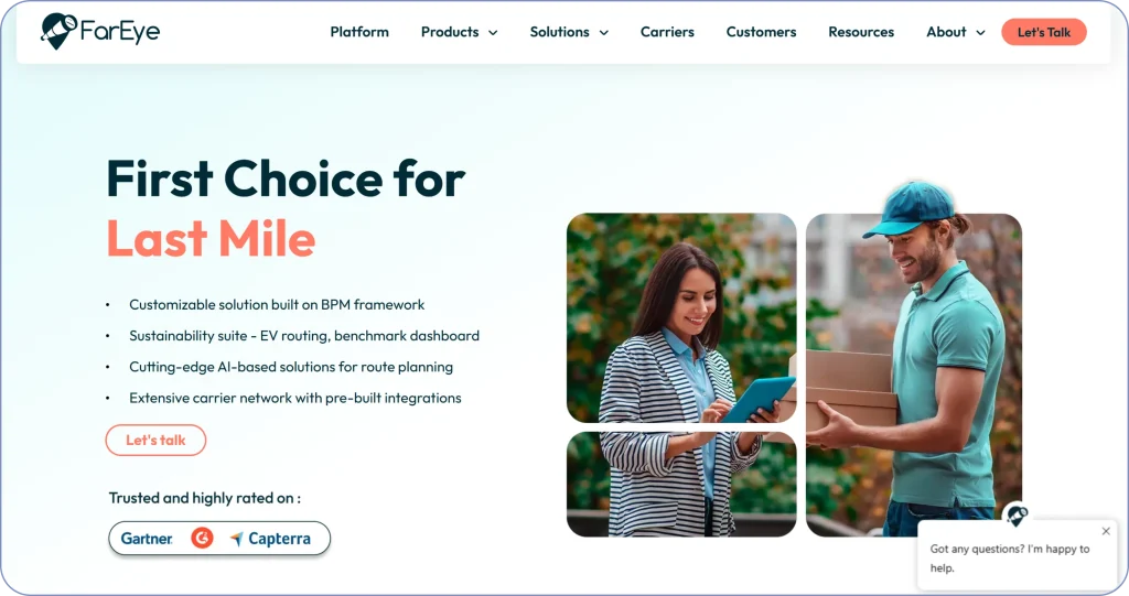 RoadWarrior alternatives comparison featuring FarEye as a last-mile delivery management and tracking platform