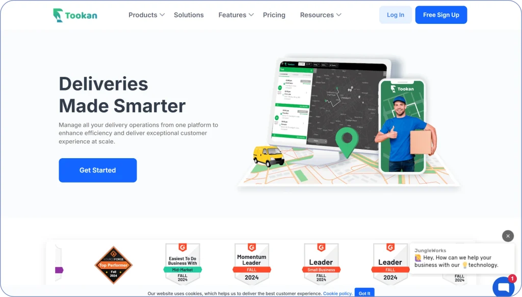 Loginext mile alternatives comparison featuring Tookan as a delivery management and driver dispatch software