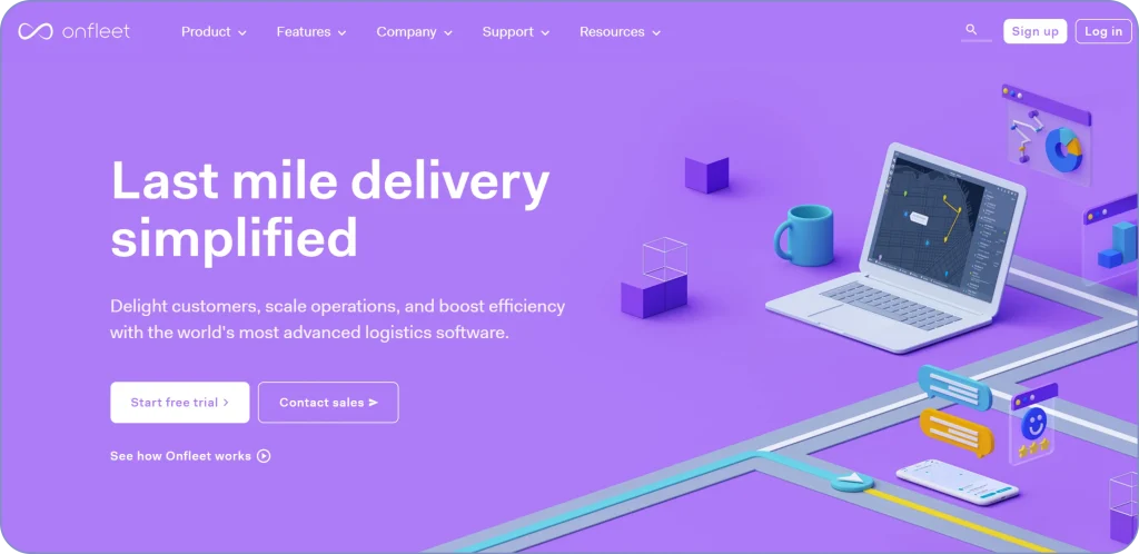 Onfleet delivery dispatch software with real-time driver tracking and route management.