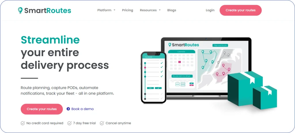 SmartRoutes route planning and dispatch software for delivery optimization.