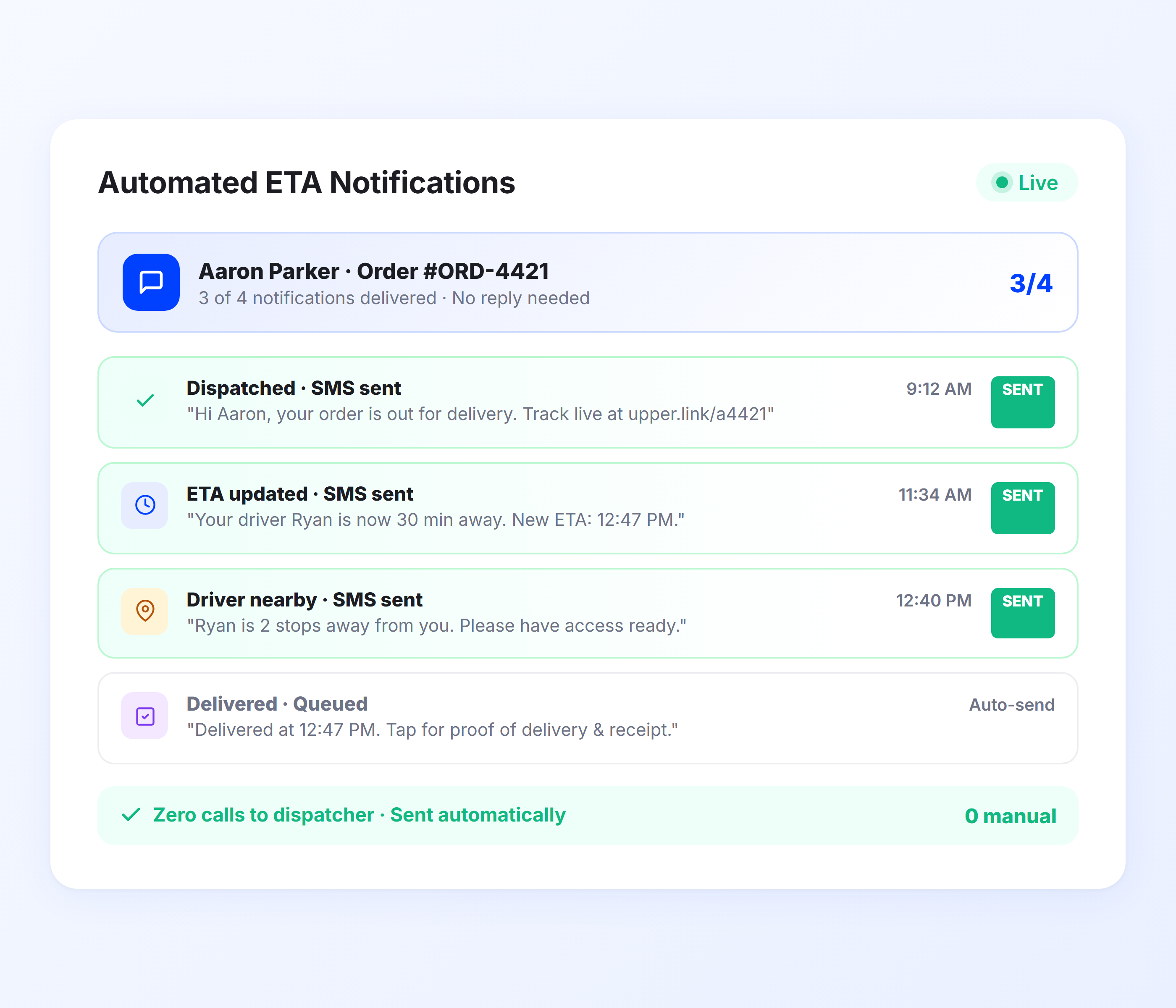 Automated ETA Notifications