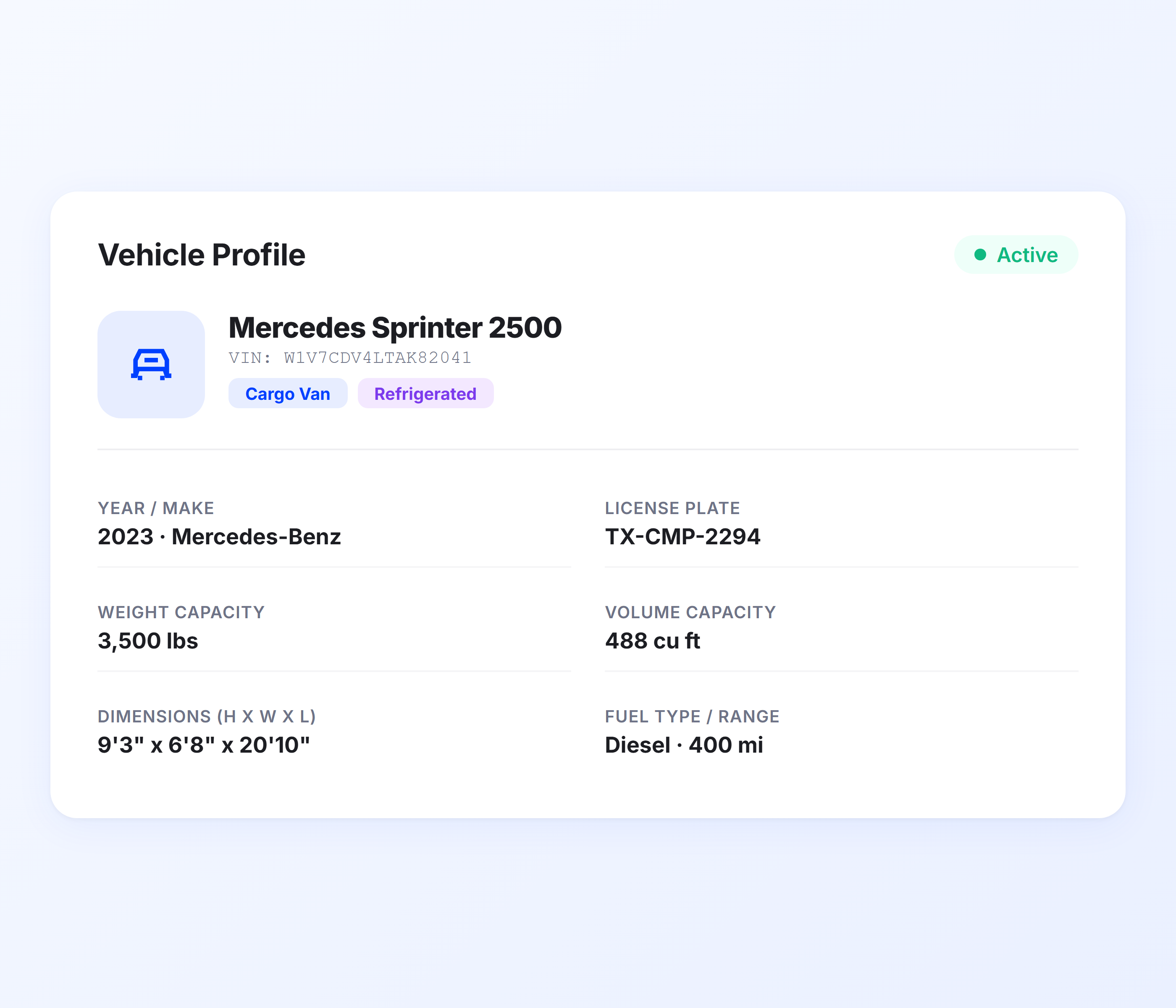 Vehicle Profile Setup and Configuration