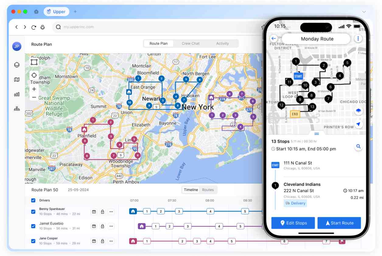 Route optimization software helping businesses plan optimized delivery routes, reduce fuel costs, and manage drivers.