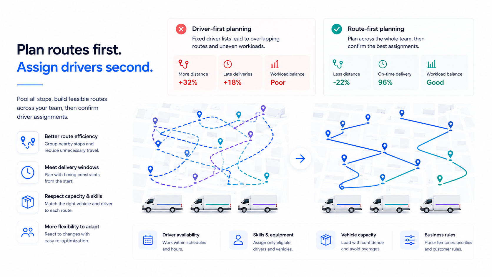 Why Assigning Drivers Before Routes Fails