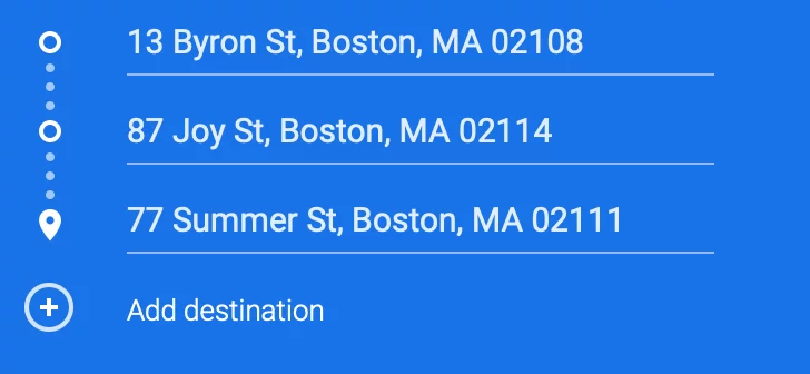 Add multiple locations in Google maps for route planning