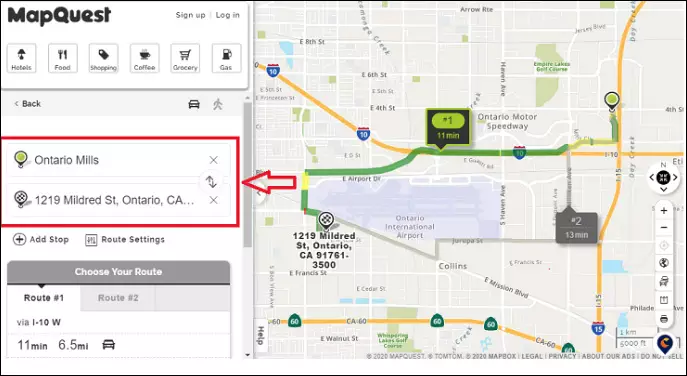 MapQuest route planner
